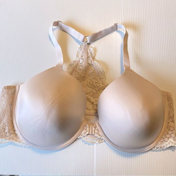 Maidenform One Fab Fit Lace Shaping Underwire Front Close Bra racerback 42C tan - Picture 2 of 10